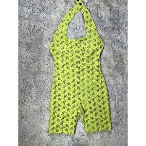 Retro 80s Neon Bodysuit Halter Neck Workout Not So Normal SQUEEZE Knits Size M